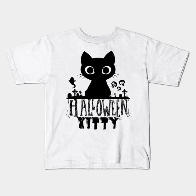 Halloween Kitty Kids T-Shirt by NICHE&NICHE